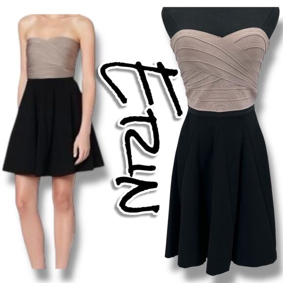 Erin Erin Fetherston Strapless Bandage Fit & Flare Dress Cocktail Womens Sz S - Picture 1 of 12